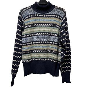 Vintage Marisa Canvas Indigo Fairisle Turtleneck Sweater Size XL